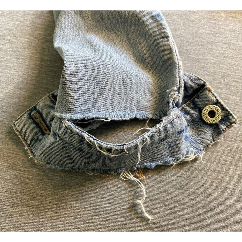 Vintage Guess Denim Jean Jacket Size SMALL Made in USA Distressed Med Wash Women - Picture 6 of 12